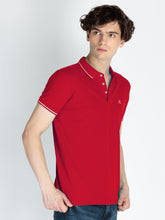 Mens Solid Half Sleeves Slim Fit Polo T-Shirt with Tipping Collar